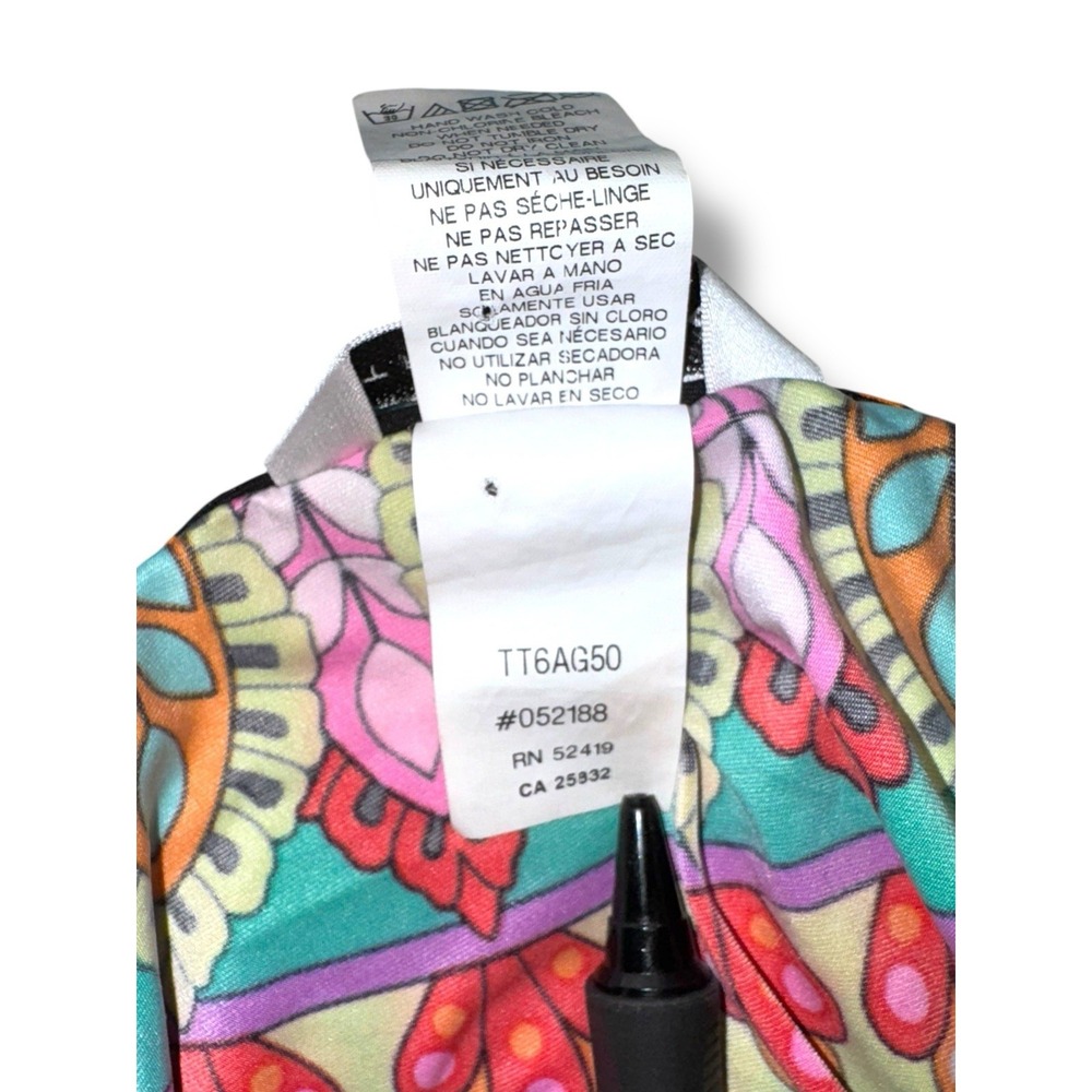 Trina Turk Kaftan Top Womens Small Black Multicolor Medallion Print Resortwear - Picture 9 of 9